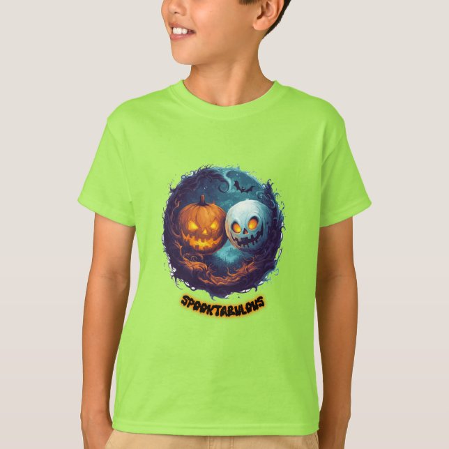 Camiseta Estilo Spooktabuloso: Design de Assombração do Dia (Frente)
