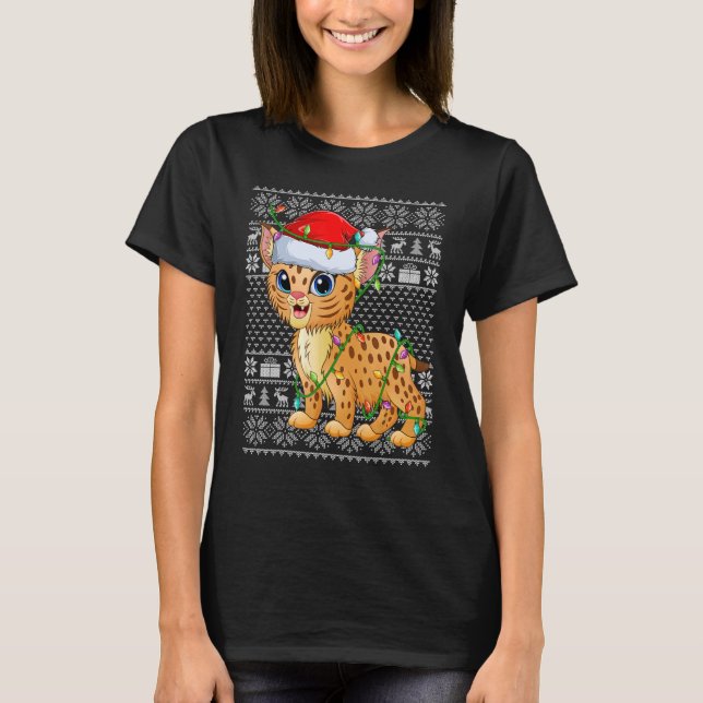 Camiseta Estilo Suave Feio Luzes Xmas Papais noeis Cristo B (Frente)