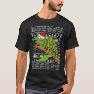 Camiseta Estilo Suave Feio Luzes Xmas Papais noeis Iguana C