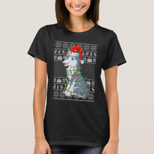 Camiseta Estilo Suave Feio Luzes Xmas Papais noeis Wolf Chr