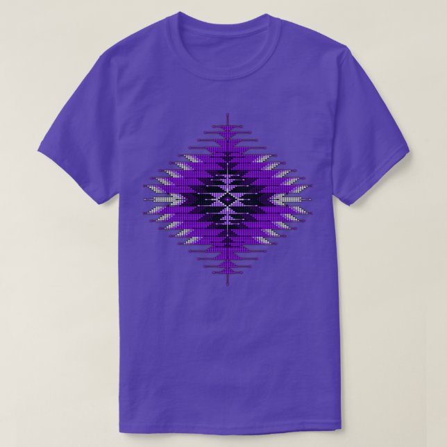 Camiseta Estilo Sunburst, Estilo Nativo Americano Roxo (Frente do Design)