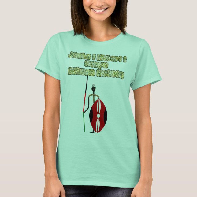 Camiseta Estilo tradicional de Matata Jambo Habari Hakuna (Frente)