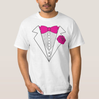 Camiseta Estilo Tuxedo com Baqueta Rosa e Rosa Rosa Rosa Ro