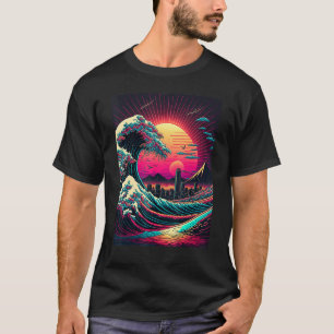 Camiseta Estilo Ukiyo-e de Arte Japonesa Onda Retroactiva d