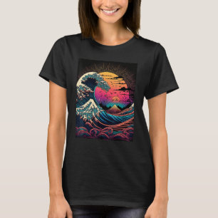 Camiseta Estilo Ukiyo e japonês Excelente retrowave Wave Of