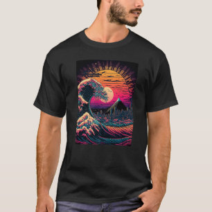 Camiseta Estilo Ukiyo e japonês Excelente retrowave Wave Of