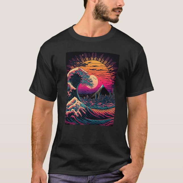 Camiseta Estilo Ukiyo e japonês Excelente retrowave Wave Of (Frente)