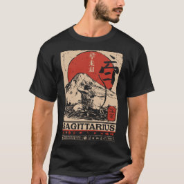 Camiseta Estilo Ukiyo-e Sagittarius Zodiac | Red Sun Archer