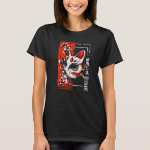 Camiseta Estilo Urbano Japonês Retromascarado Fox Oni
