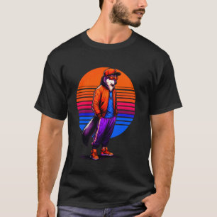 Camiseta Estilo Urbano Moderno do Lobo legal Arte Retroativ