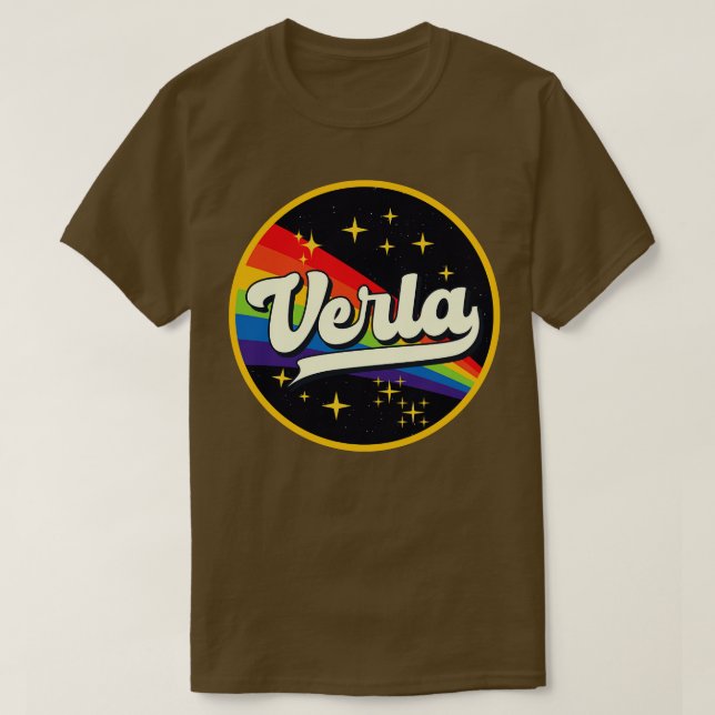 Camiseta Estilo Verla Rainbow No Espaço Vintage (Frente do Design)