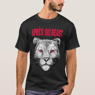 Camiseta Estilo Vermelho Apres Esqui Leopardo de Neve
