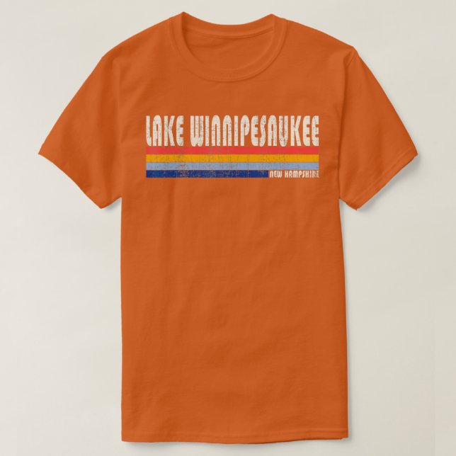 Camiseta Estilo Vintage 70s 80s Lago Winnipesaukee NH (Frente do Design)