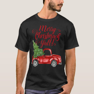 Camiseta Estilo Vintage Fazenda Caminhão Vermelho Feliz Nat