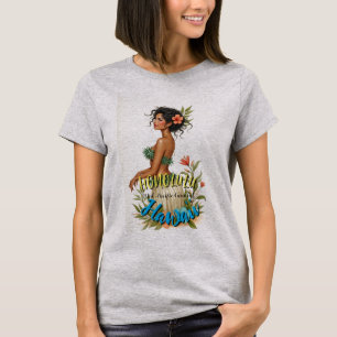 Camiseta Estilo Vintage Viagem Honolulu Hula Girl Havaiana
