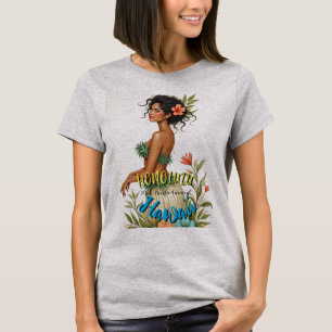 Camiseta Estilo Vintage Viagem Honolulu Hula Girl Havaiana
