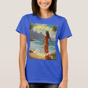 Camiseta Estilo Vintage Viagem Honolulu Médio Havaiano - Pa