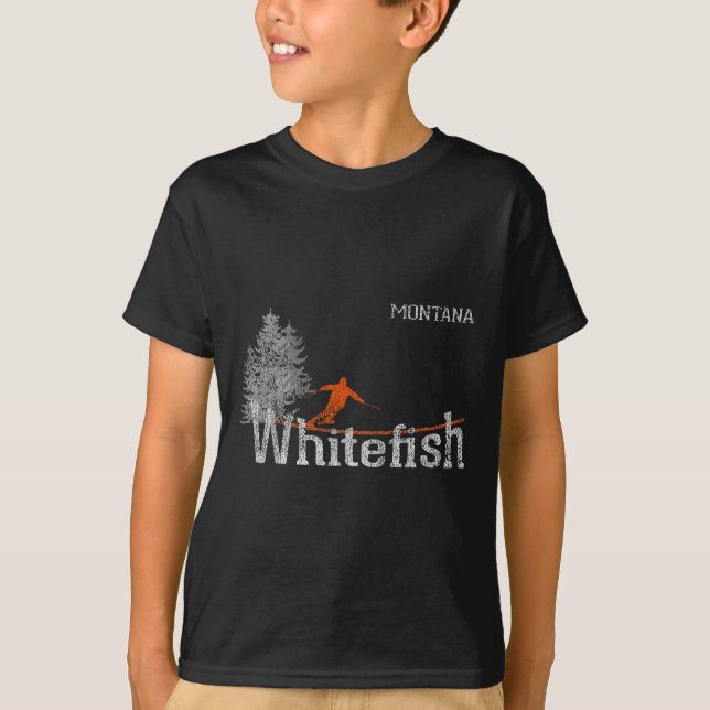 Camiseta Estilo Whitefish Montana Vintage Skiing, 1980 (Frente)