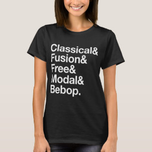 Camiseta Estilos de Jazz Soul - Fusão Clássica Livre Modal