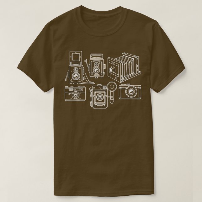Camiseta Estilos de Tempo da Câmera Retro Gratuito (Frente do Design)