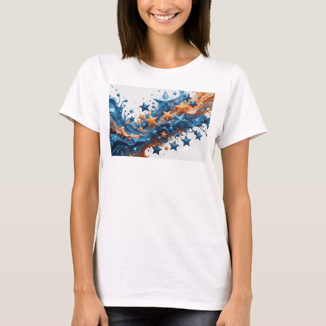 Camiseta Estilosa Azul ESTRELAS NO CÉU Statement (Frente)