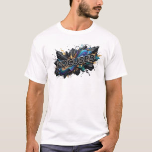 Camiseta Estilosa com Slogan FOCADO em Verde Azul