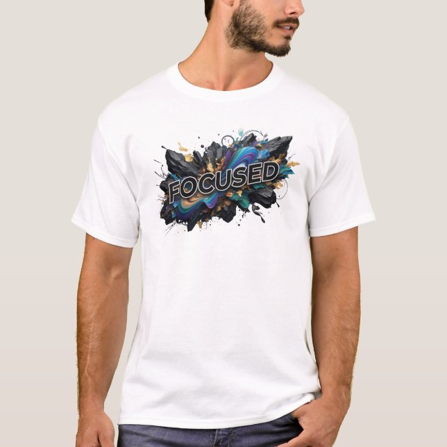 Camiseta Estilosa com Slogan FOCADO em Verde Azul (Frente)