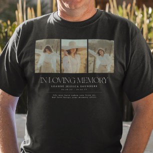 Camiseta Estilosa de Colagem de 3 Fotos em Memória