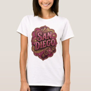 Camiseta Estilosa Rosa com Slogan de SAN DIEGO