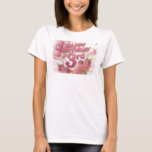 Camiseta Estilosa Rosa Slogan de ANIVERSÁRIO DE 3