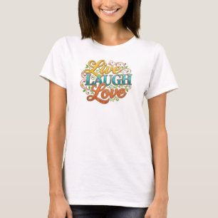 Camiseta Estiloso LIVE RI LA LOVE 2D Impressão Criativa