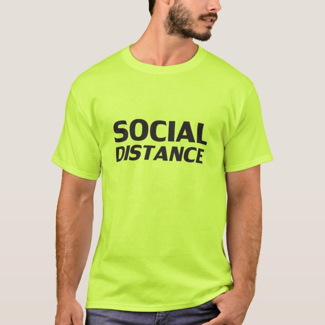 Camiseta Estipografia moderna negra à distância social lega (Frente)