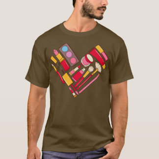 Camiseta Estojo de maquiagem, beleza, coração de mulher