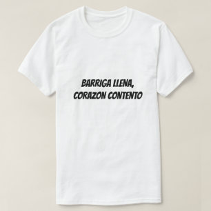 Camiseta estômago de cheio, coração feliz em espanhol
