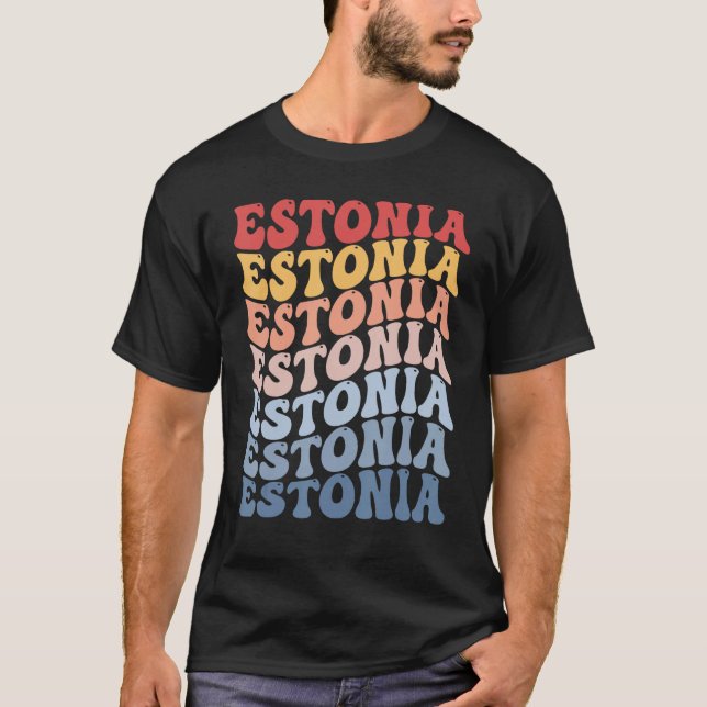 Camiseta Estonia Groovy Retro Estonian (Frente)