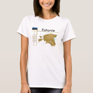 Camiseta Estônia Mapa + Bandeira + Título