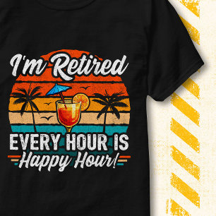 Camiseta Estou Aposentado Citação Divertida de Hora Feliz A