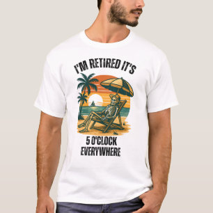 Camiseta Estou Aposentado Esqueleto Praia Vida Engraçado Pô