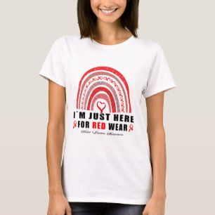Camiseta Estou Aqui Apenas Para Doença Cardíaca Arco-íris d