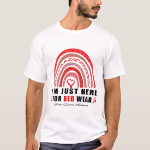 Camiseta Estou Aqui Apenas Para Doença Cardíaca Arco-íris d