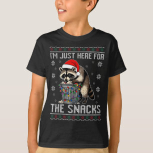 Camiseta Estou Aqui Apenas Para Lanches Guaxinim Natal Cria