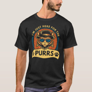 Camiseta Estou Aqui Apenas Para Os Ronronares Legal Retro F