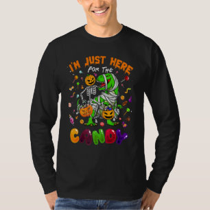 Camiseta Estou Aqui Apenas Pelo Dinossauro De Doces E Esque