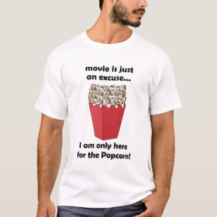 Camiseta Estou Aqui Apenas Pelo Pipoca Citação Divertida