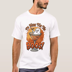 Camiseta Estou Aqui Boos Halloween Fantasma Bebida Teia de