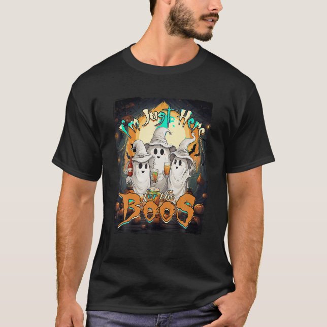 Camiseta Estou aqui para a bruxa do Boos Halloween. (Frente)
