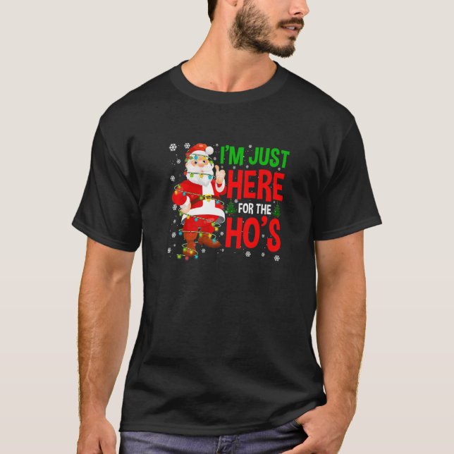 Camiseta Estou aqui para as Papais noeis de Natal rude do H (Frente)