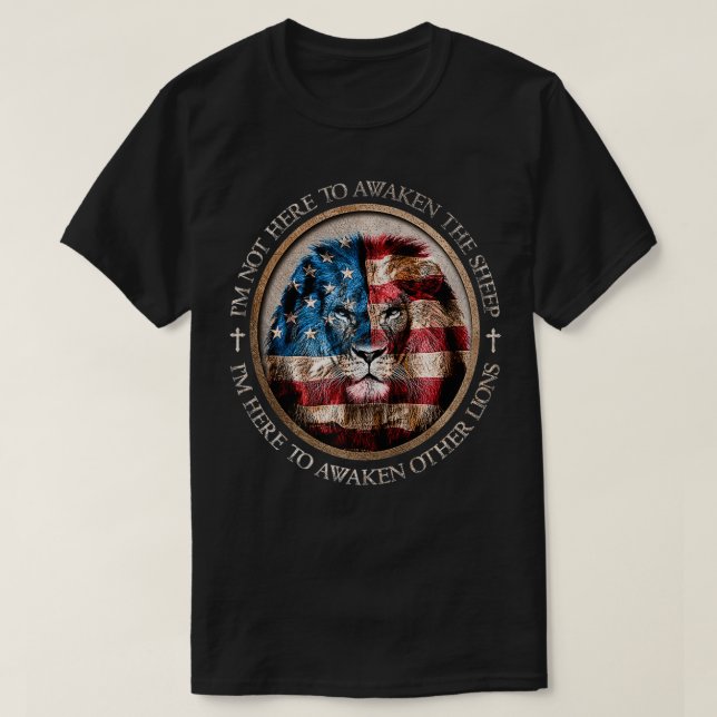 Camiseta Estou aqui para despertar outros leões, leões patr (Frente do Design)