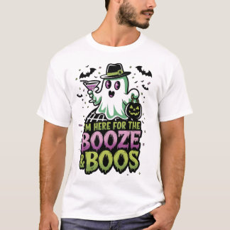 Camiseta Estou aqui para o Dia das Bruxas de Booze e Boos