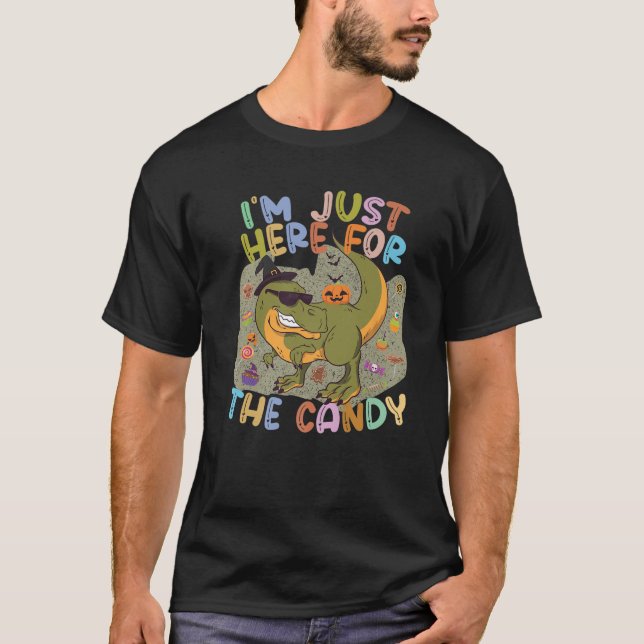 Camiseta Estou Aqui Para O Dia Das Bruxas De Dinossauros Do (Frente)